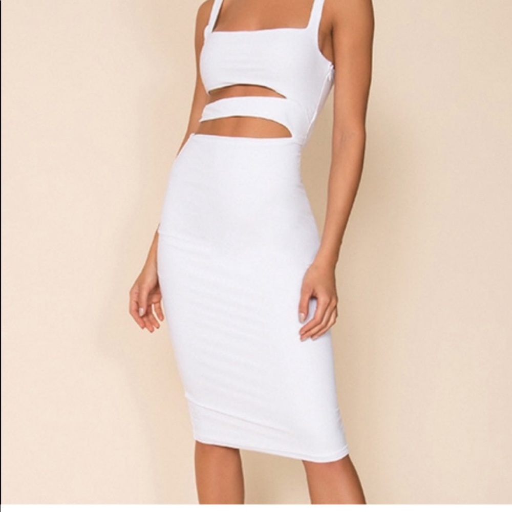 White superdown cut out dress